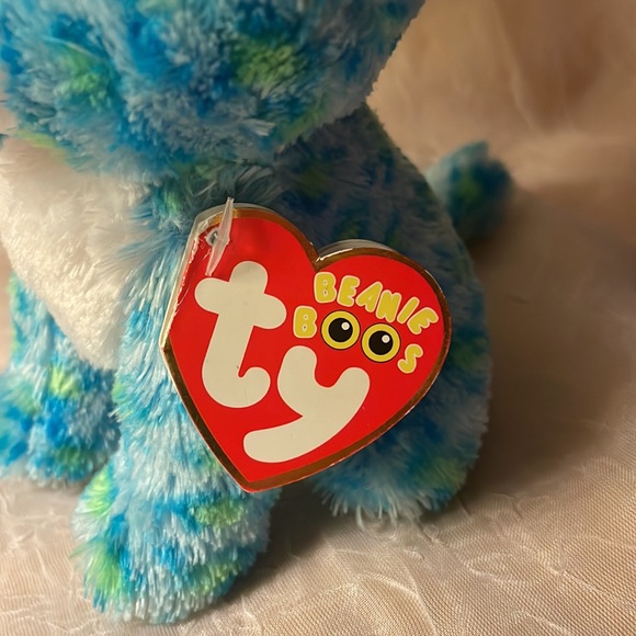 Leona the cat Beanie Boo’s Collection- small 6” tall green & blue leopard spots - Picture 4 of 9
